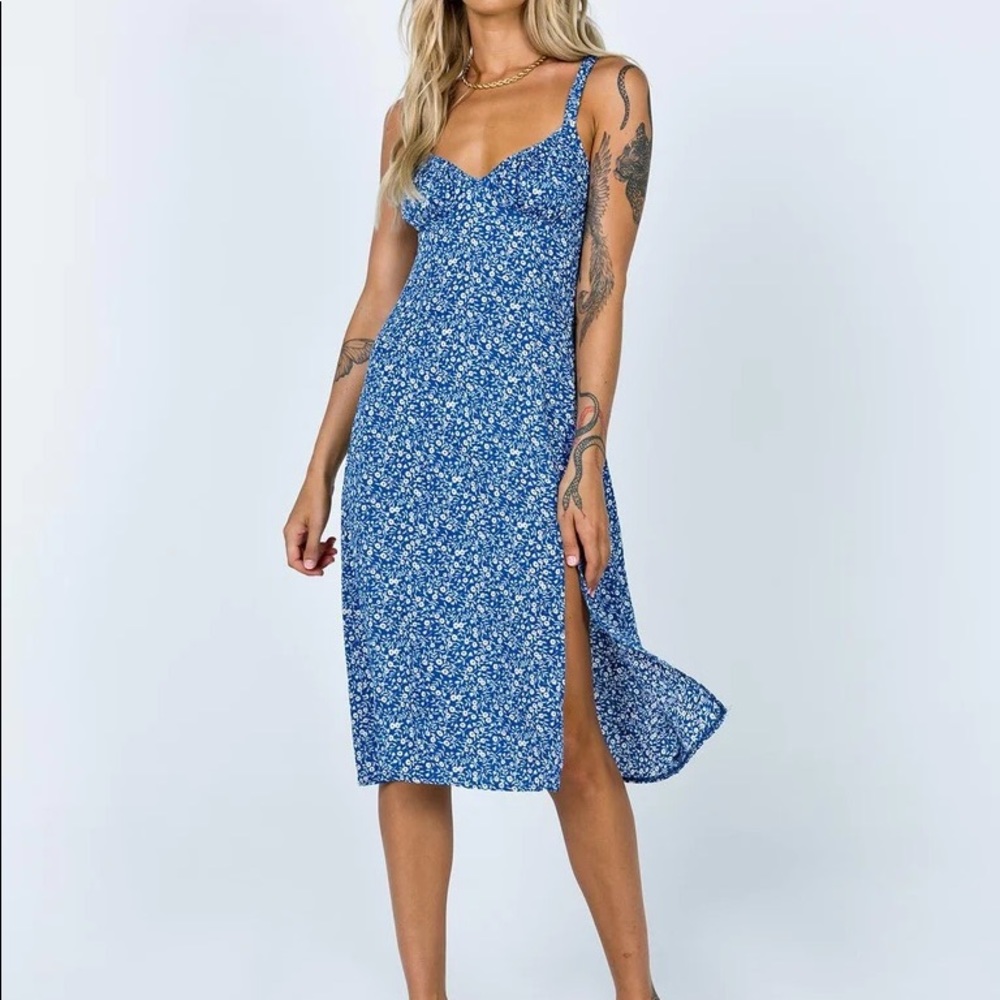 Princess Polly Georgia Midi Dress Blue Floral Medium 6
